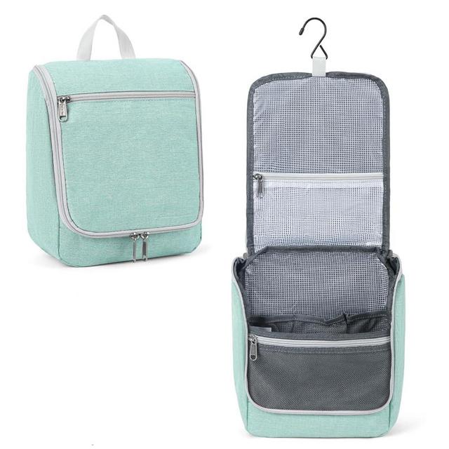 Della Gao Hanging Toiletry Bag for Men and Women, Portable Travel Makeup Bag Cosmetic Bag Toiletries Organizer, Bathroom Bag, Water Resistant Nylon - Green