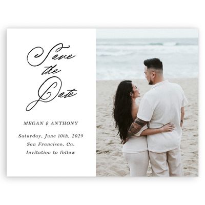 White Simple Wedding Digital Save the Date - Cristal Photo