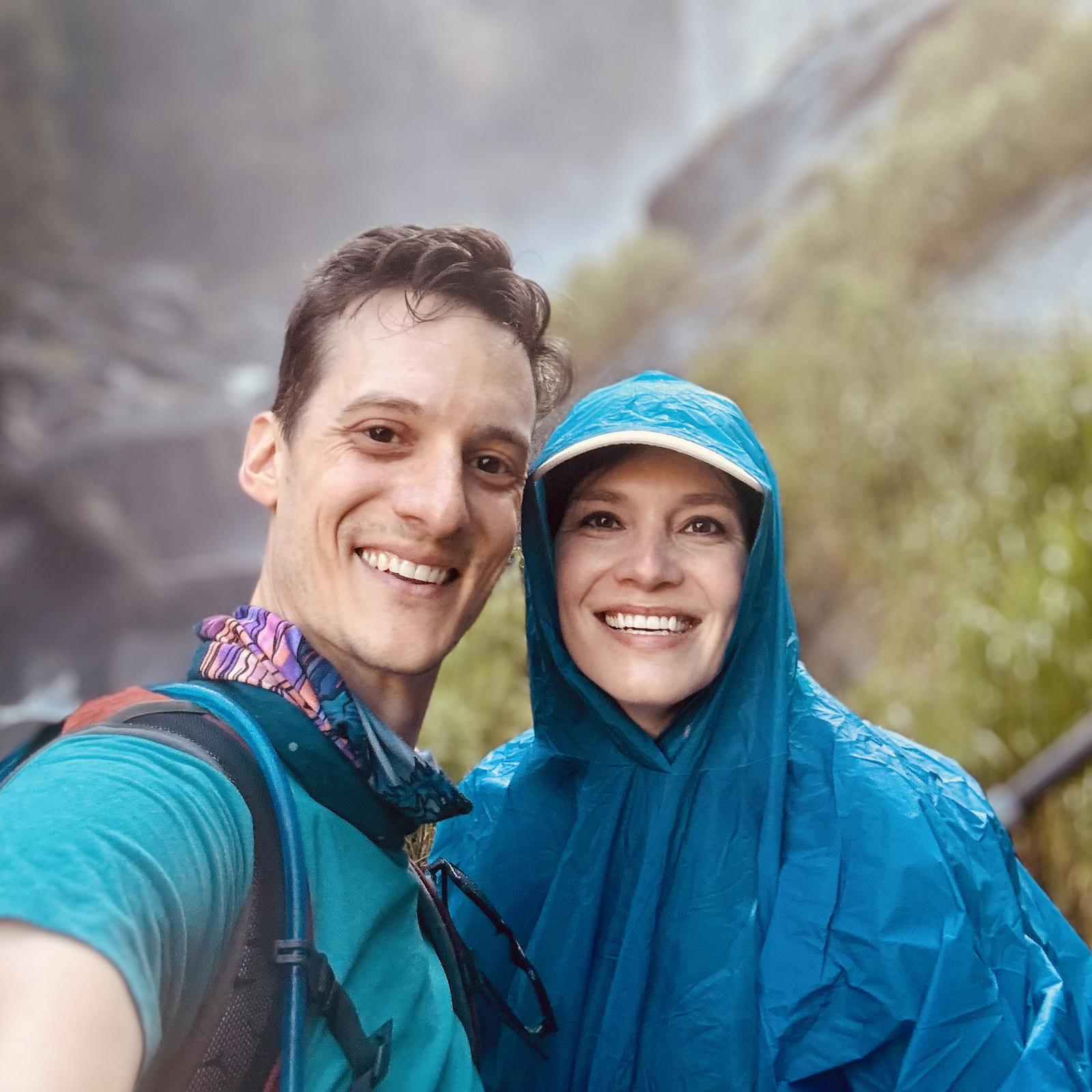 On the mist trail at Yosemite National Park! Which person likes water more?