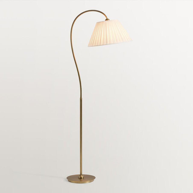 Baylor Pleated Shade 64" Task Floor Lamp, Tumbled Brass