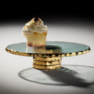 Annieglass  EDGEY CUPCAKE STAND, GOLD, 9.5IN