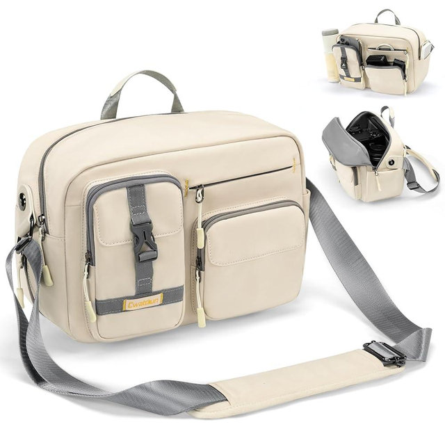 Cwatcun Camera Bag，SLR DSLR Canvas Sling Bag Small Compact Camera Shoulder Bag Crossbody Camera Case photography Purse for Canon Nikon Sony Fuji Mirrorless Cameras, White