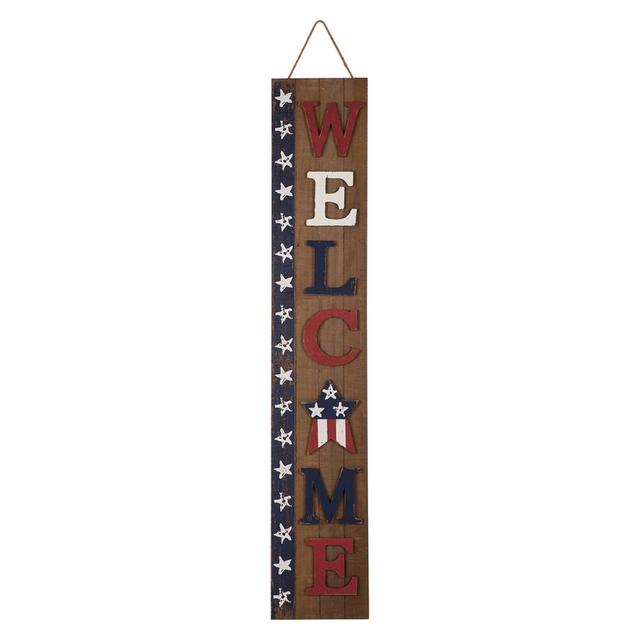 Glitzhome 42"H Wood Welcome Stars Porch Sign