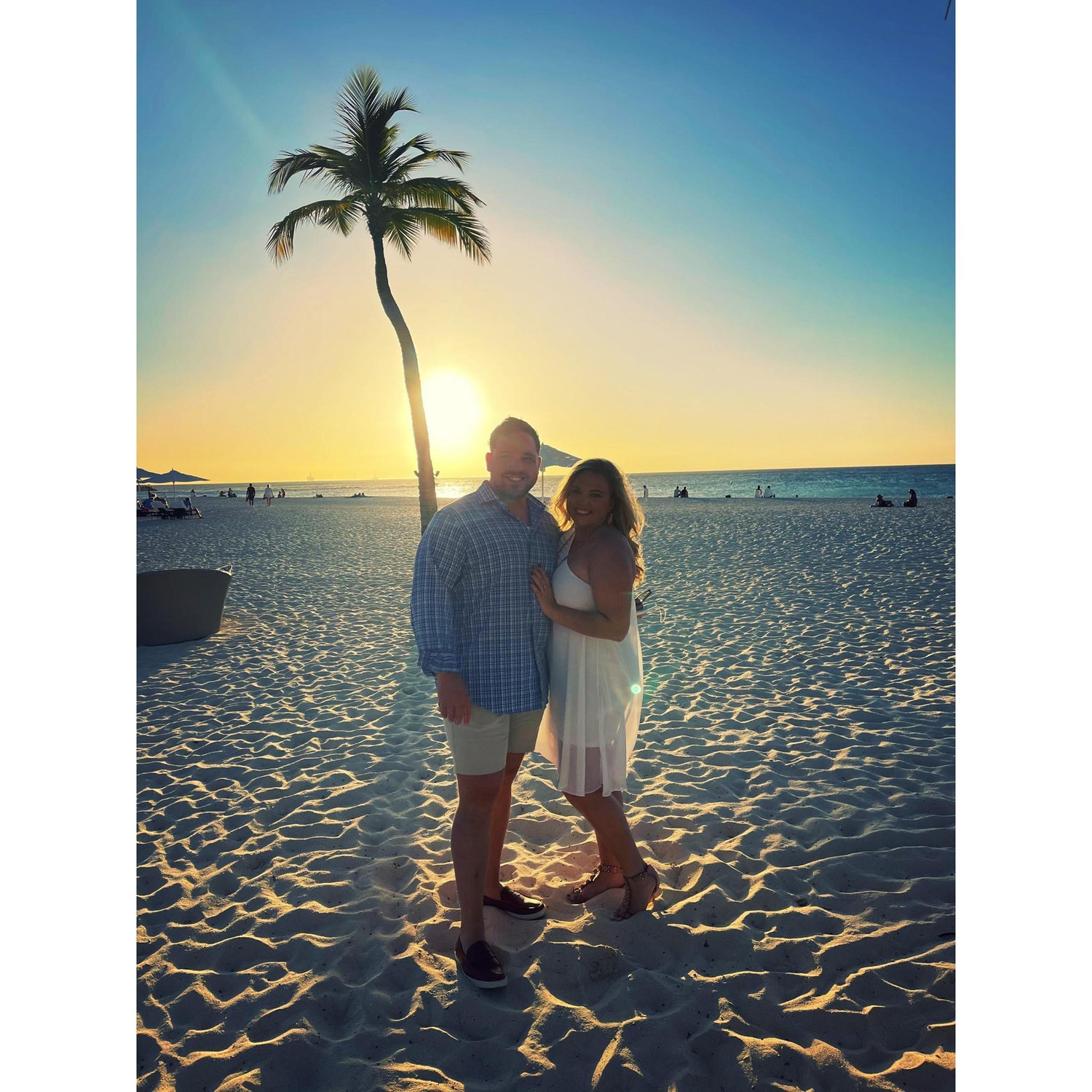 Sunset dinner in Aruba right after Ryan asked Alex to marry him.