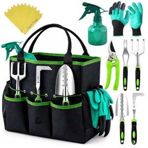 GROWIT Heavy Duty Gardening Tools - Gardening Gifts for Women, Men, Mom, Dad - Durable, Ergonomic Garden Tools Set