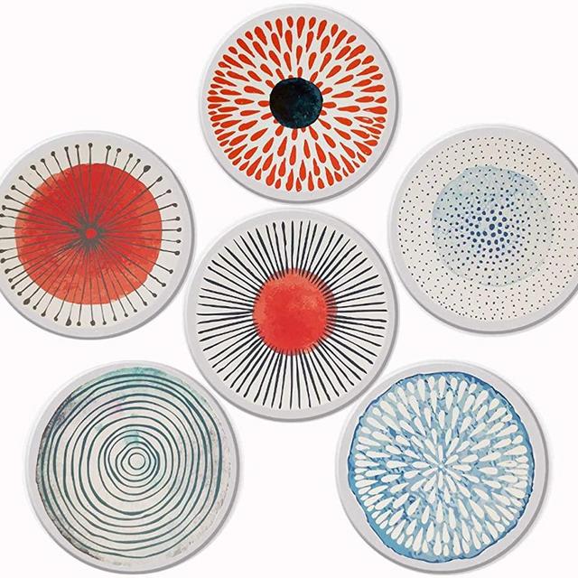 NELVNIG Coasters for Drinks -6-Piece Set Absorbent Ceramic Stone Coaster with Cork Base，Suitable for Kinds of Cups，OVERSIZE BETTER Protects Furniture From Damage