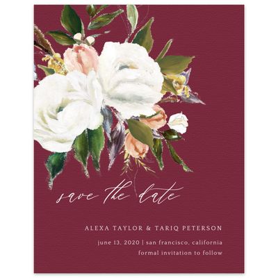 Burgundy, Red Wedding Digital Save the Date - Octavia Bloom
