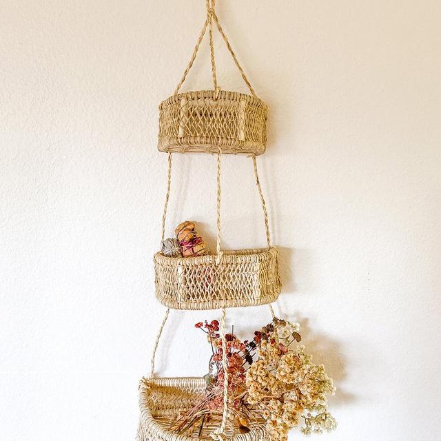 Handwoven Tree Bark Hanging Basket