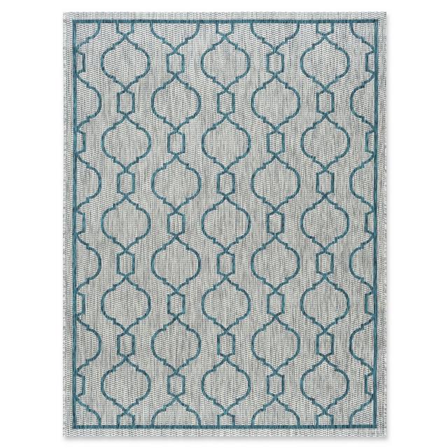 Tayse Rugs Veranda Graphic Indoor/Outdoor 5-Foot 3-Inch x 7-Foot 3-Inch Area Rug in Teal