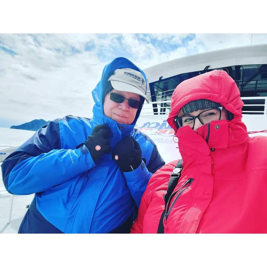 On the front of the boat it was a wee bit chilly!