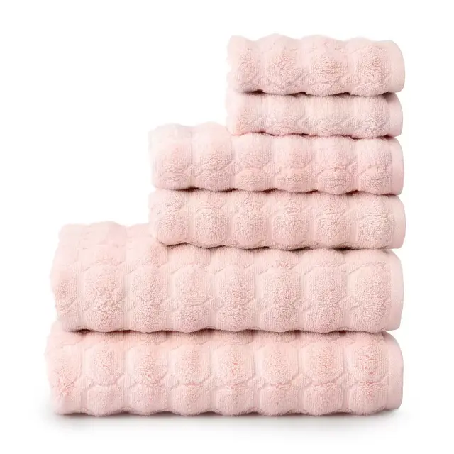 Martha Stewart Textured Hexagon 6-Piece Towel Set in Blush