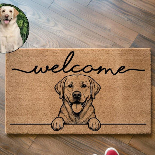 Custom Pet Doormat with Photo, Personalized Dog or Cat Welcome Mat, Pet Portrait Doormat, Gift for Pet Owners, Dog Cat Photo Mat