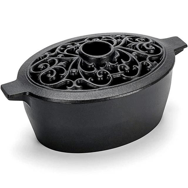 Wood Stove Steamer, Cast Iron Humidifier for Stove, Home Indoor Decorative, Matte Black Finish, Rust Resistant, Lattice Top, 2.5 Quart Capacity