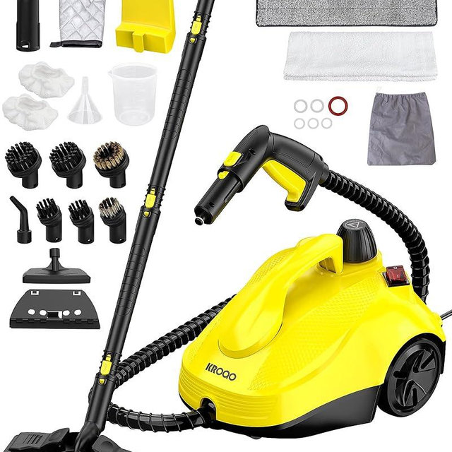 Multi-Purpose Steam Cleaner for Grout, Tile, Car Detailing & Home Appliances - 23 Attachments for Grime, Grease, Bacteria Removal - with 16.4ft Long Cord