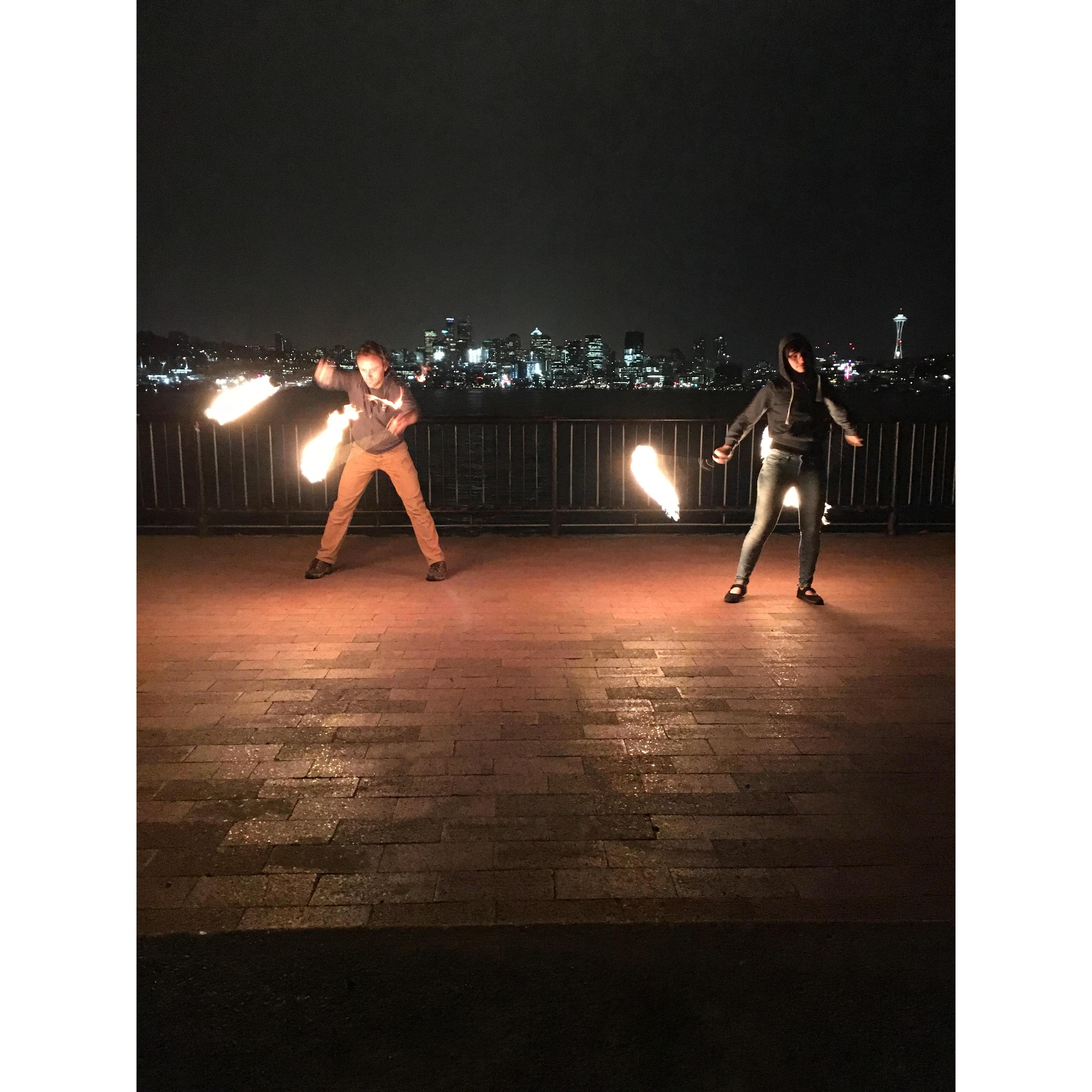 Fire spinning in Seattle