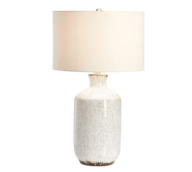 Jamie Young Bethany Ceramic Bedside Lamp, Ivory with Moss Green