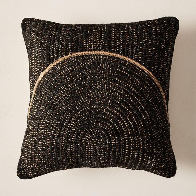Outdoor Woven Arches Pillow, 20"x20", Black, Set of 2