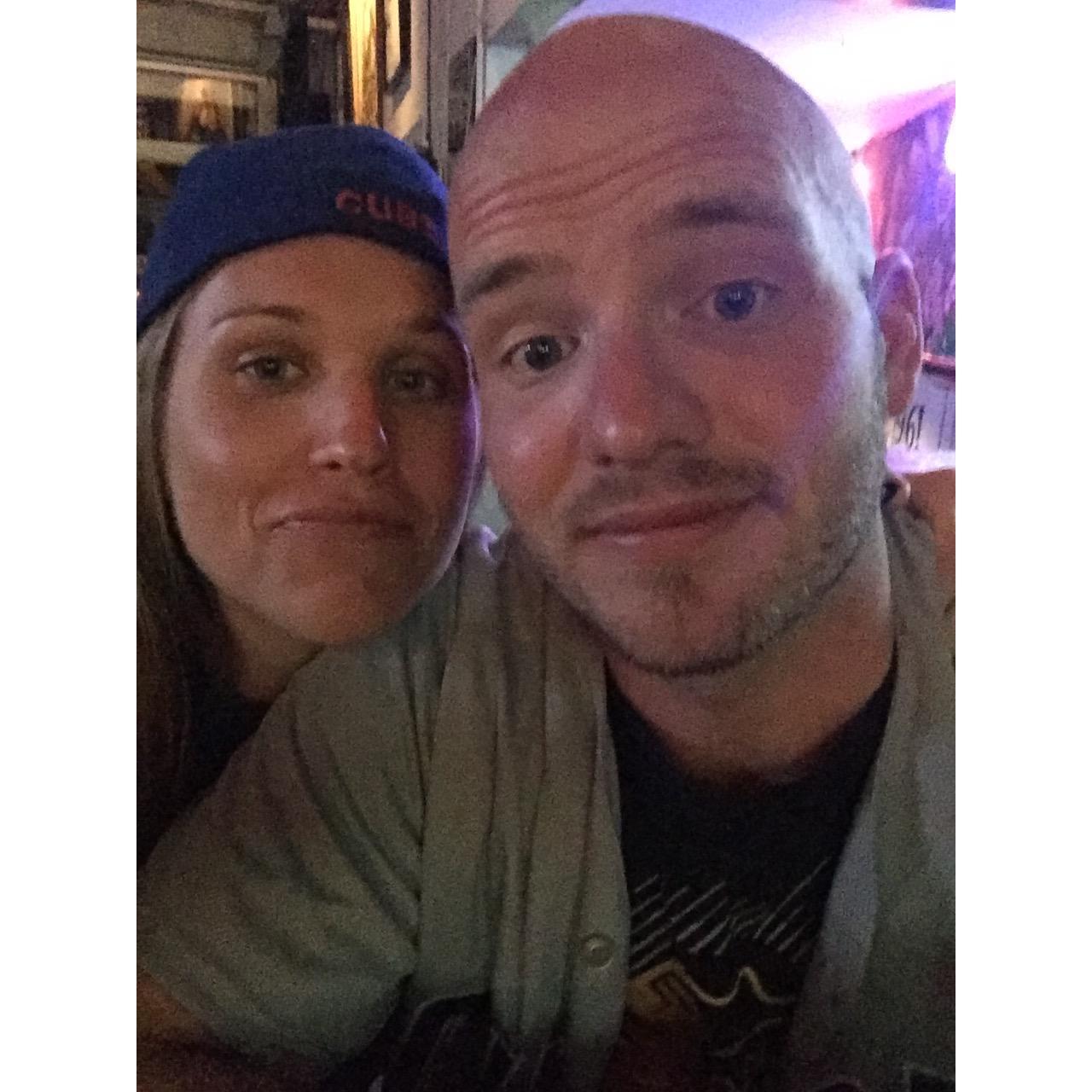 (October 2016) Watching the Cubs in the World Series at a dive bar in San Diego. Sarah's still upset that the Cubs won the Series just two months after she moved out of Wrigleyville.
