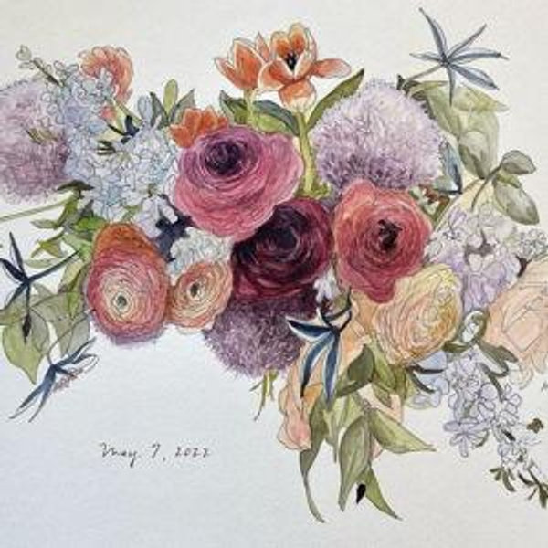 Wedding Bouquet Painted Portrait