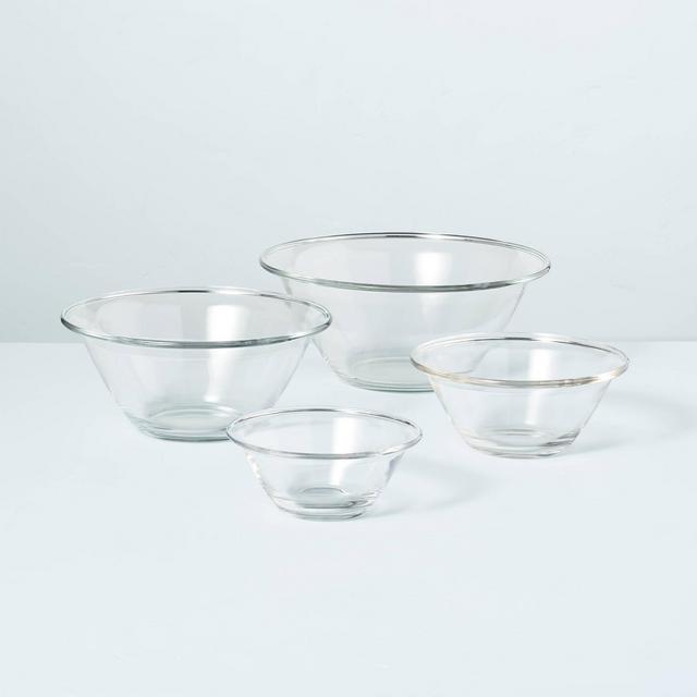 4pc Glass Mixing Bowl Set Clear - Hearth & Hand™ with Magnolia