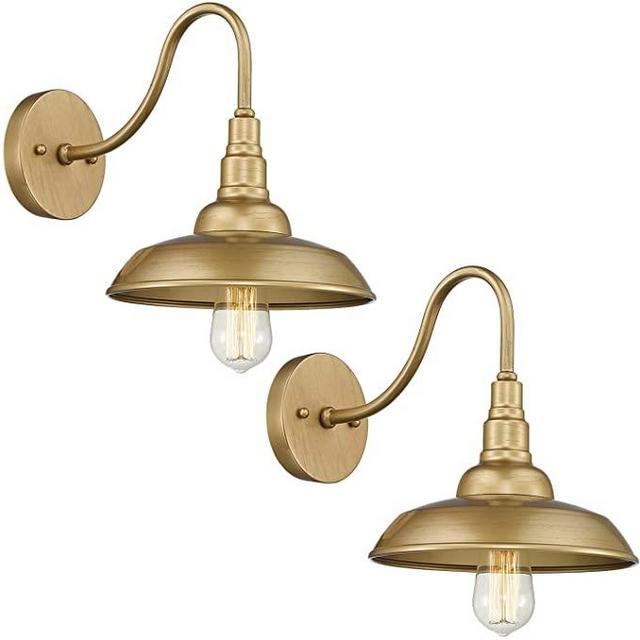 Emliviar Farmhouse Barn Lights 2 Pack, 10 inch Wall Sconces in Gold Finish, 523-2 AG
