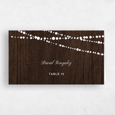 Walnut, Brown Wedding Place Card - Moonlight