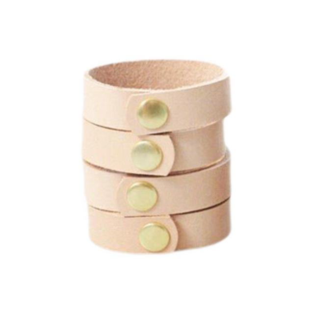 Leather Napkin Rings - Natural/Brass, Set of 4