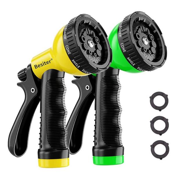 Besiter Garden Hose Nozzle Sprayer: 2 Pack 10 Watering Patterns Water Hose Spray Nozzles for Garden Hose Heavy Duty Hose Head Hose Attachment for Garden Hose