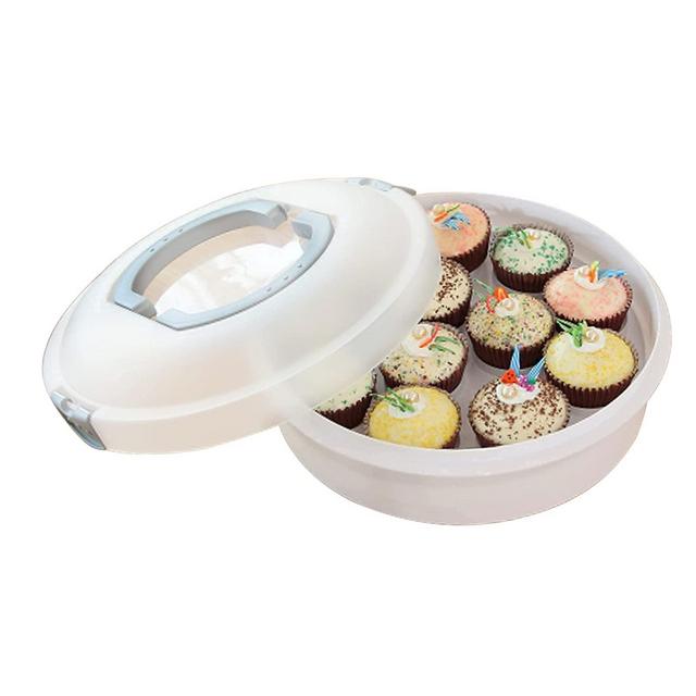 10 Inch Portable Pie Carrier with Lid and Tray 3-in-1 Round Cupcake Container Egg Holder Muffin Tart Cookie Keeper Food (Grey)