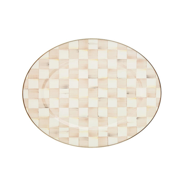 MacKenzie-Childs Mocha Check Large Oval Platter