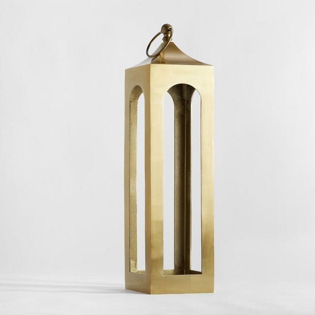 Caleb Handcrafted Metal Indoor/Outdoor Lanterns, Brass, Large, 36"