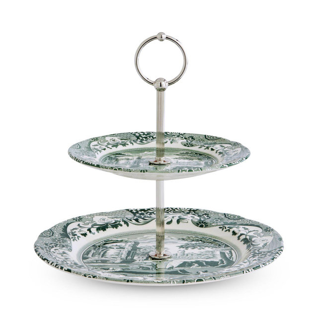 Spode Heritage Green Italian Two-Tier Cake Stand