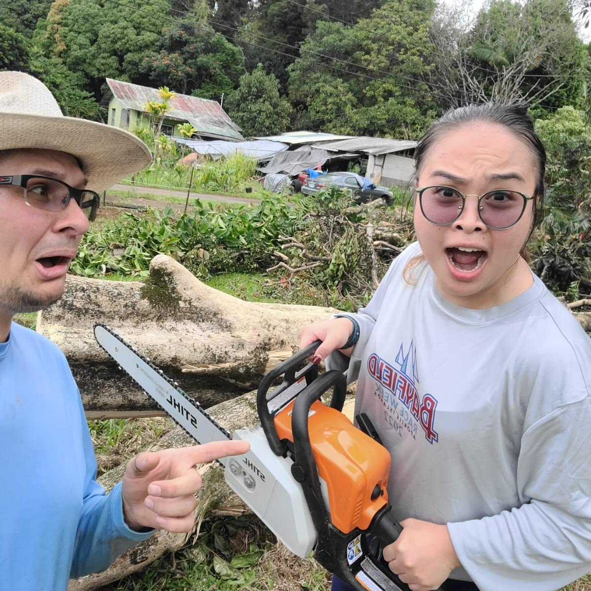 If the chainsaw could talk, it would tell you how much we love being silly together. 

Disclaimer: No living creature was harm during the taking of this photo. Only stubborn stumps.