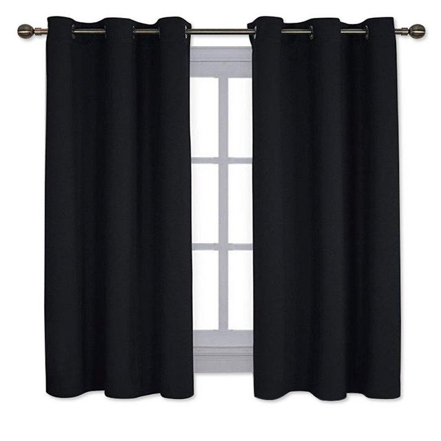 NICETOWN Pitch Black Solid Thermal Insulated Grommet Blackout Curtains/Drapes for Bedroom Window (2 Panels, 42 inches Wide by 63 inches Long, Black)