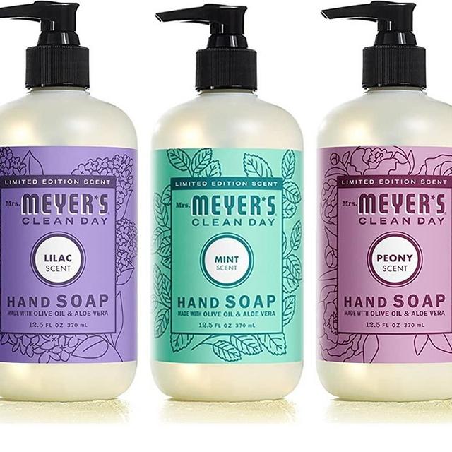 Mrs. Meyer's Spring Hand Soap Variety Pack, 1 Lilac, 1 Peony, 1 Mint, 3 CT