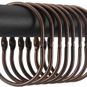 Goowin 24 Pcs Shower Curtain Rings, Shower Curtain Hooks, Oval Snap Shower Rings for Curtain, Metal Shower Curtain Rings Rust Proof, Glide Smoothly Shower Hooks for Shower Curtain Rod (Bronze)