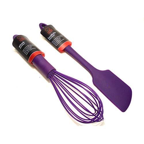 Premium Silicone Wire Whisk & Spatula Set (Purple)