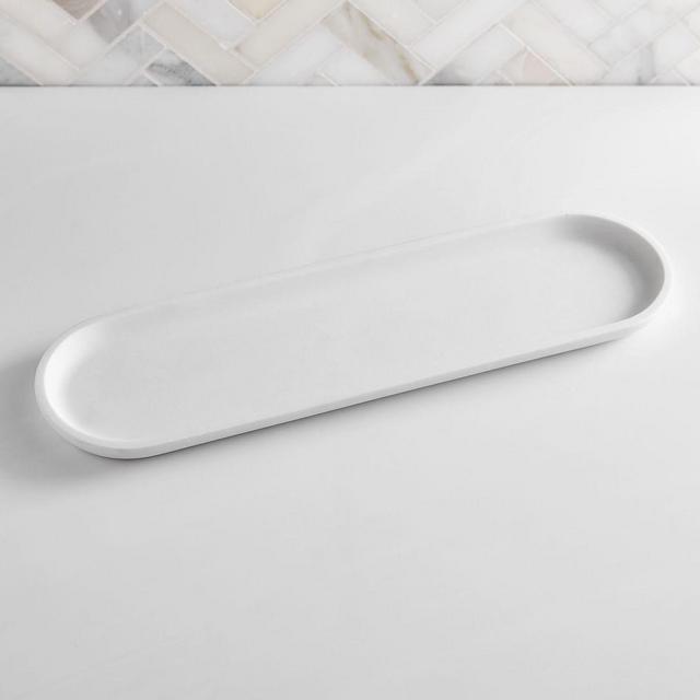 Modern Resin Stone Narrow Tray, White