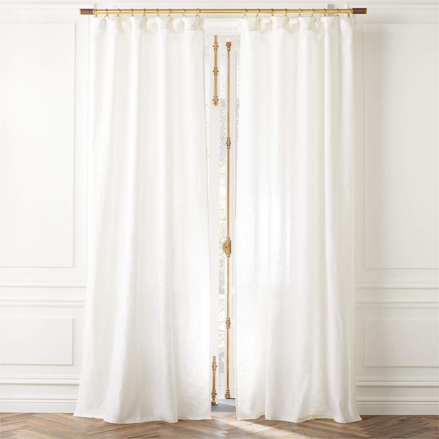 Warm White EUROPEAN FLAX™-Certified Linen Window Curtain Panel 48"X120'' Set of 2