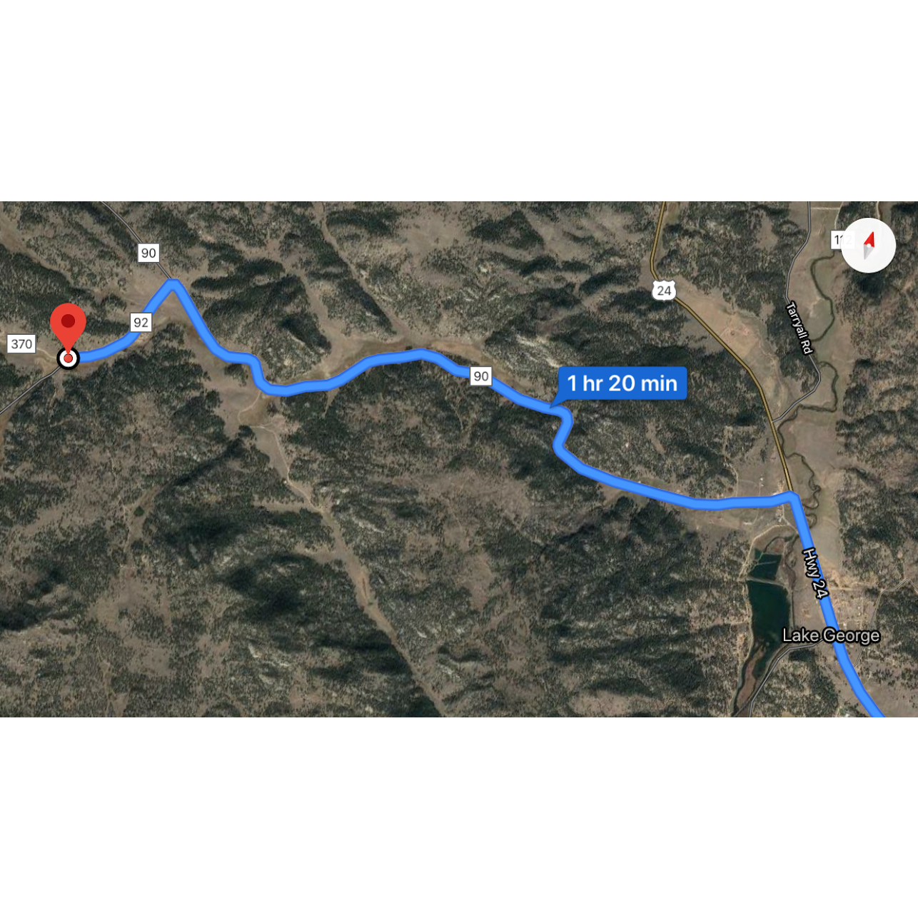 Here's an image of the map and each turn to make after Highway 24. Please screenshot this in case you get lost and lose cell phone reception!