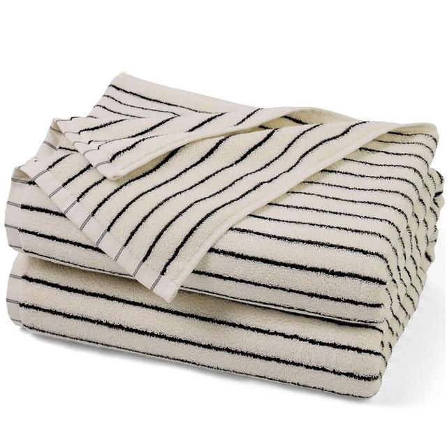 Jacquotha Black and White Striped Bath Towels Set of 2, Lighter & Quick Dry Towels Large 27.5 x 55 inches, Farmhouse for Bathroom, Pool, Shower