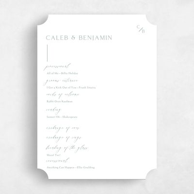 White Ticket Wedding Program - Merick