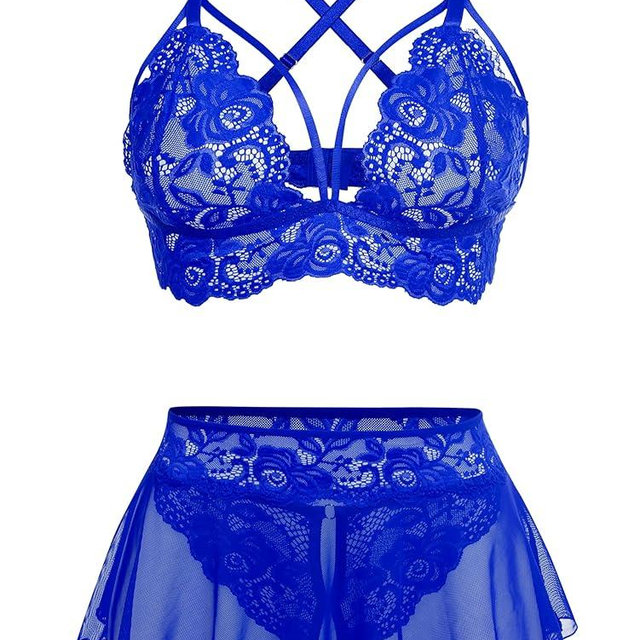 GIEAUAU Sexy Lingerie for Women Naughty 3 Piece Bralette, Mini Skirt with G-String Crotchless Lingerie Set
