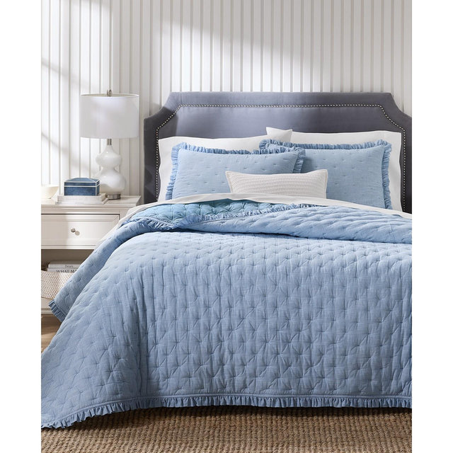Charter Club Ruffle Pinstripe 3-Pc. Quilt Set, King, Macy's Exclusive