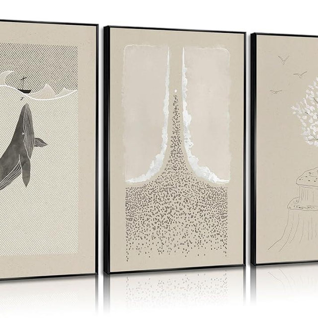 3Pcs Modern Christian Wall Art Pictures Bible Verse Canvas Posters Prints Jonah and Whale Parable the Mustard Seed Moses Parting the Red Sea Scripture Wall Decoration for Bedroom 12x16in Unframed