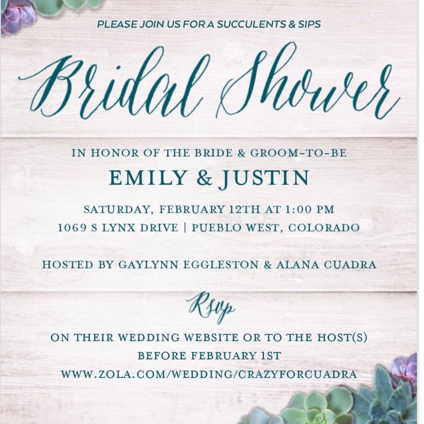 Front of Bridal Shower Invite