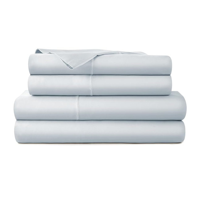 100% Organic Cotton Sheets King Size - GOTS Certified Organic Bed Sheets with Deep Pocket 300 Thread Count & Cozy Sateen Weave Gets Softer with Each Wash - Luxury 4 Piece Set (Powder, King)