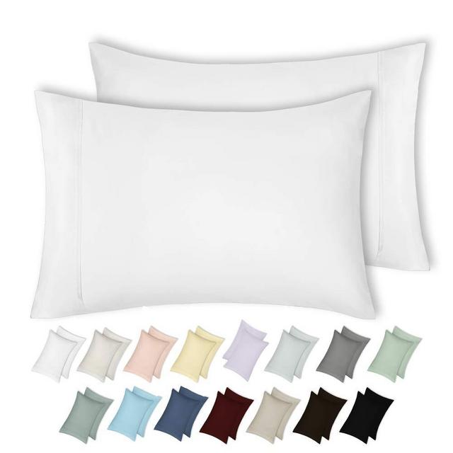 California Design Den 400 Thread Count 100% Cotton Pillow Cases, Pure White King Pillowcase Set of 2, Long - Staple Combed Pure Natural Cotton Pillowcase, Soft & Silky Sateen Weave