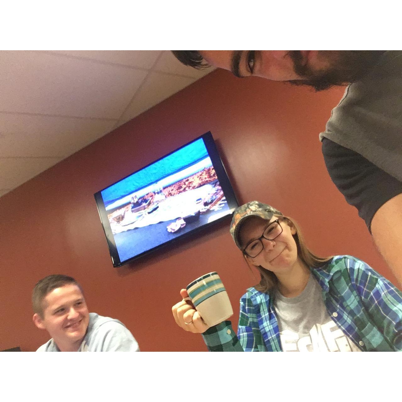 This was their first picture together before they started dating. Shoutout to mutual friend Corey Blockus for taking initiative and catching this moment.