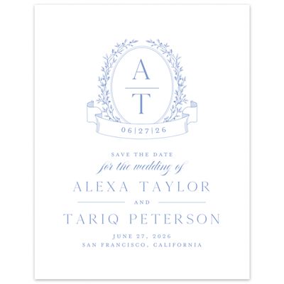Dark Pastel Blue Wedding Digital Save the Date - Hetherton Portrait